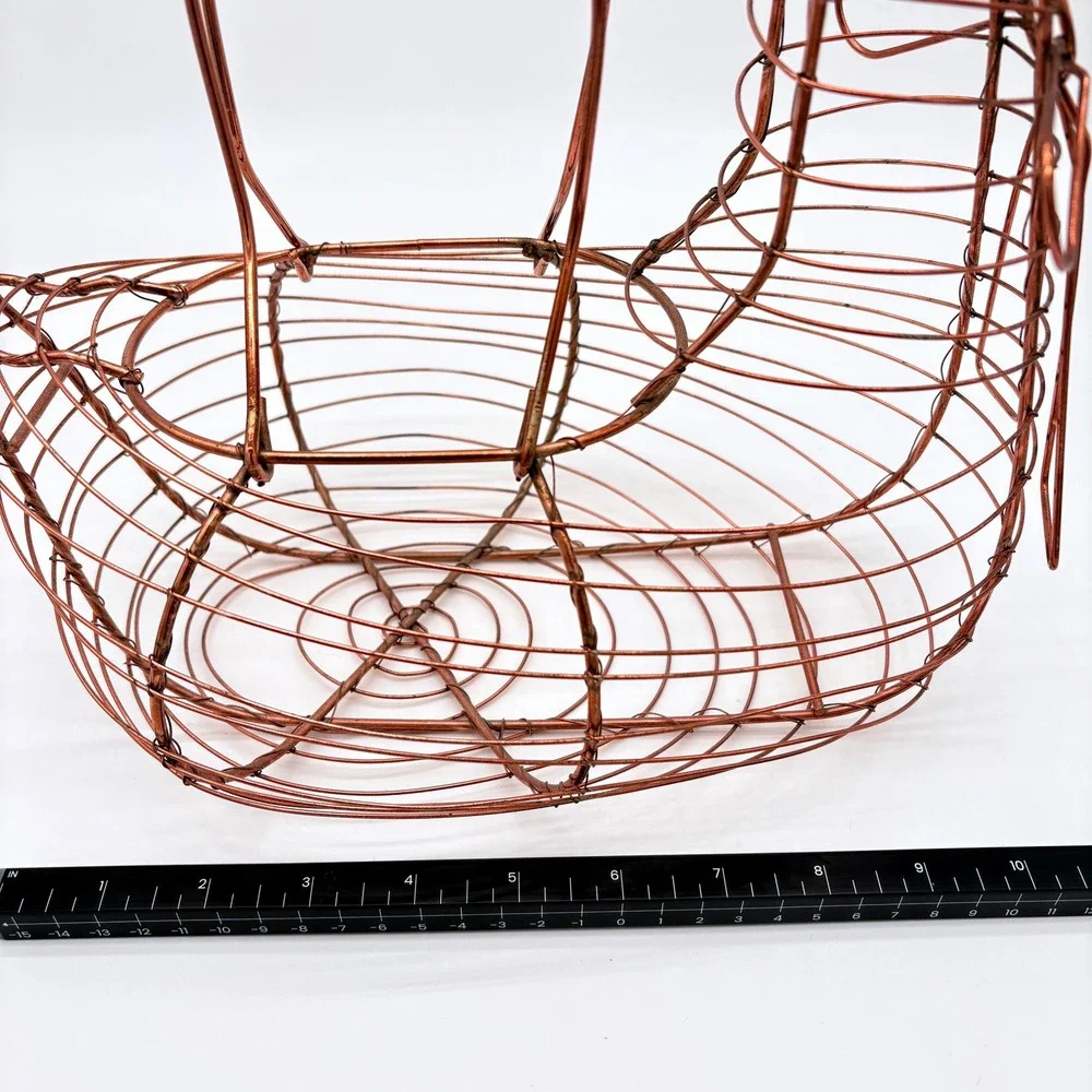 Vintage Copper Wire Duck Egg Basket Farmhouse Rustic Country Kitchen Egg Holder
